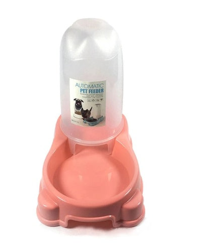 HKM-6880317 Automatic Pet Food and Water Dispenser for Dogs and Cats - Easy to Clean Feeding Bowl in Pink, Blue, or Yellow