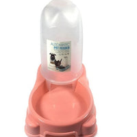 HKM-6880317 Automatic Pet Food and Water Dispenser for Dogs and Cats - Easy to Clean Feeding Bowl in Pink, Blue, or Yellow