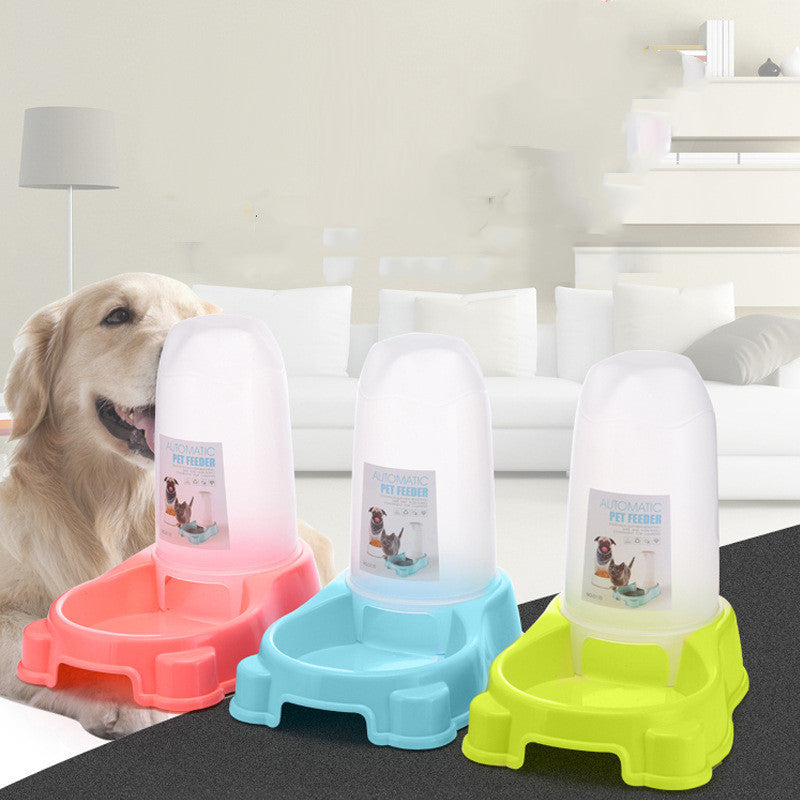 HKM-6880317 Automatic Pet Food and Water Dispenser for Dogs and Cats - Easy to Clean Feeding Bowl in Pink, Blue, or Yellow