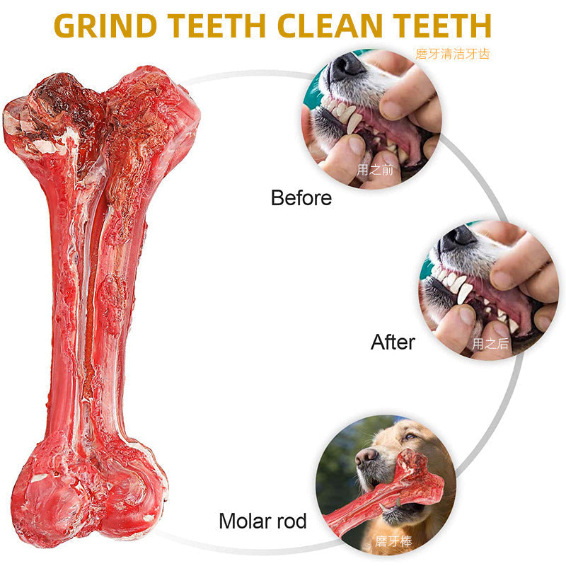 HKM-6881341 Durable Silicone Molar Stick for Dogs - Chewing Simulation Bone for Teething Toys