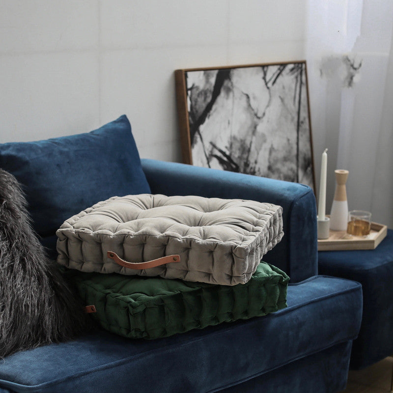 HKM-688147 Velvet Sofa Cushion - Thickened Pillow in Advanced Gray, Dark Green & Gray Blue, 45x45cm
