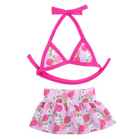 HKM-6882109 Summer Dog Bikini Suit - Pink Dots, Pineapple & Peach - Sizes XS to L