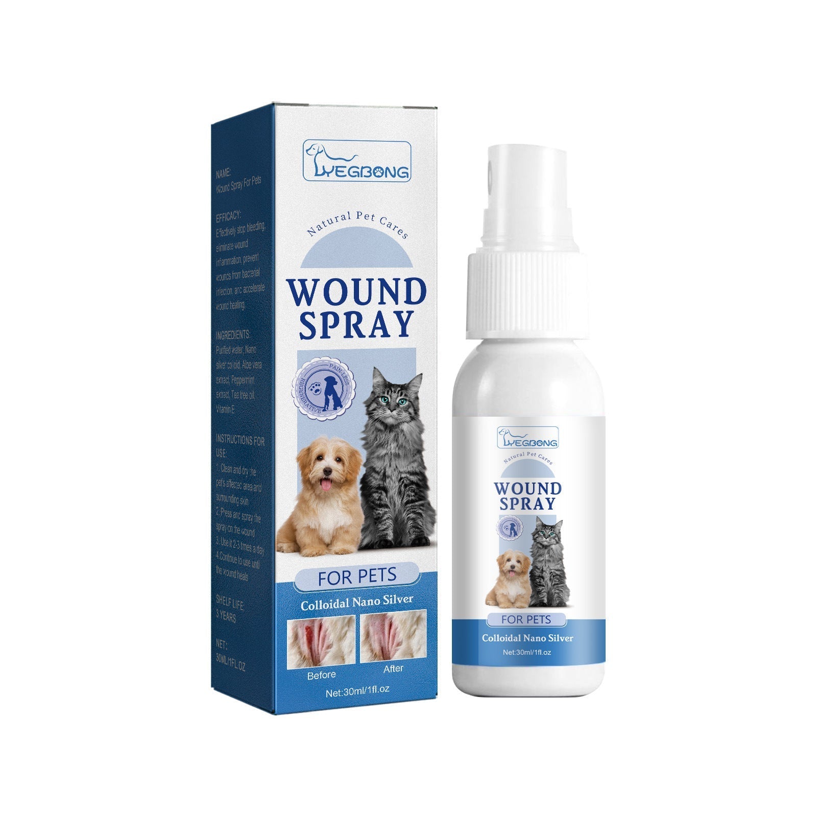 HKM-6884157 Pet Wound Care Spray for Dogs and Cats with Aloe and Tea Tree Oil - 30ml