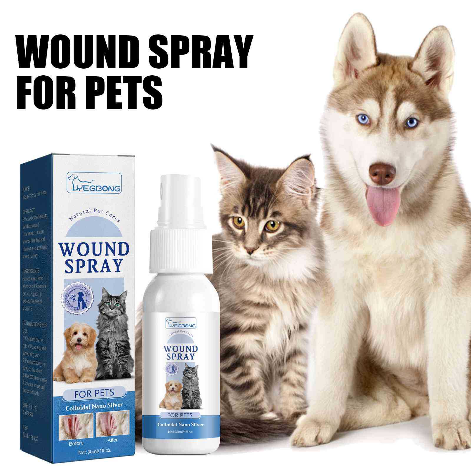 HKM-6884157 Pet Wound Care Spray for Dogs and Cats with Aloe and Tea Tree Oil - 30ml