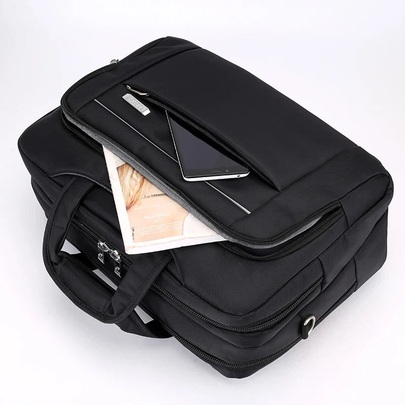 HKM-688467 Executive Black Laptop Bag – Lightweight, Durable, Waterproof, Large Capacity Multipurpose Sleeve