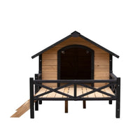 HKM-6885565 Outdoor Large Wooden Cabin Dog Kennel with Porch, Weatherproof Design and Easy Assembly
