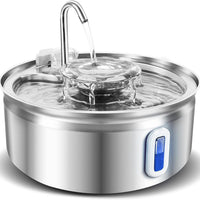 HKM-6888125 Stainless Steel Pet Water Dispenser with Faucet Design and 3.2L Capacity