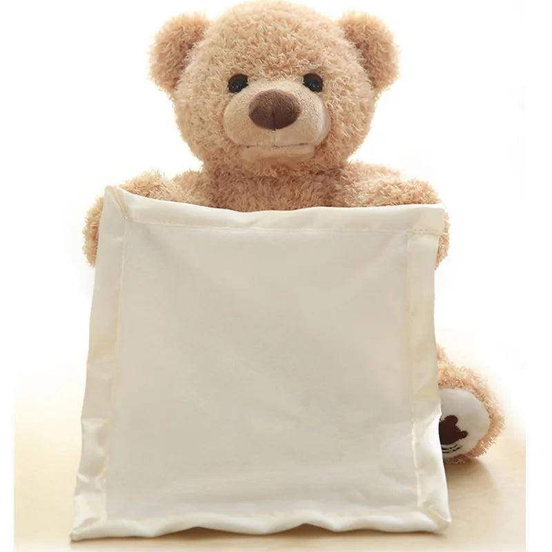 HKM-688915 Electric Musical Peekaboo Bear Plush Toy - Talking and Interactive Stuffed Animal for Kids