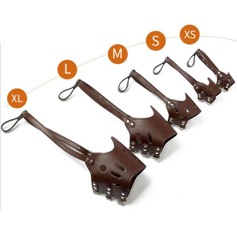 HKM-6891709 Adjustable Leather Muzzle for Small Dogs - Bite Proof, Multiple Sizes Available