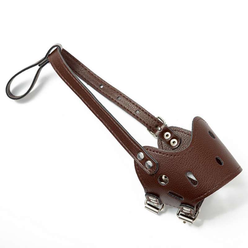 HKM-6891709 Adjustable Leather Muzzle for Small Dogs - Bite Proof, Multiple Sizes Available