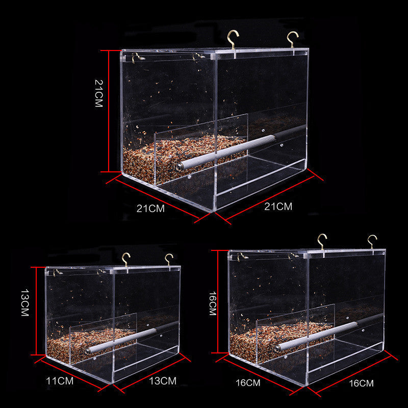 HKM-689171 Acrylic Bird Feeder Box for Small to Large Parrots - Non-Toxic, Lightweight Design