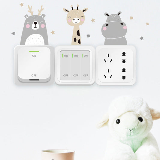 HKM-689171 Cute Animal PVC Wall Stickers for Children's Room Decoration - 6 Pieces, 10x10CM