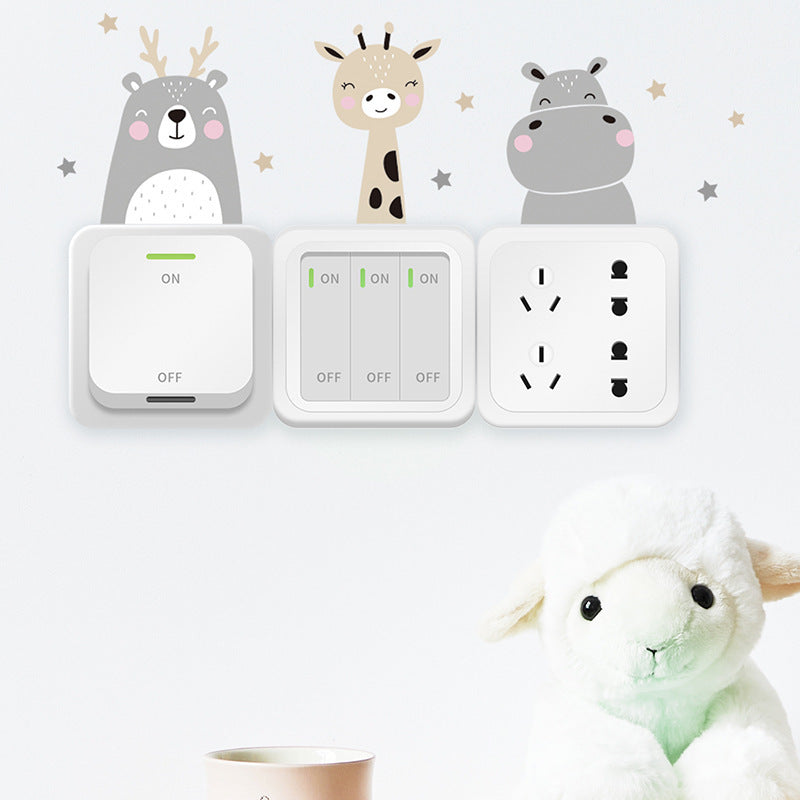 HKM-689171 Cute Animal PVC Wall Stickers for Children's Room Decoration - 6 Pieces, 10x10CM