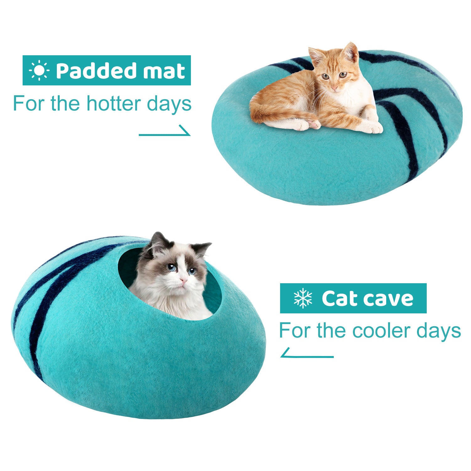 HKM-6892093 Cozy Blue Wool Pet Nest with Cat Hole - Soft and Warm Shelter for Small Pets