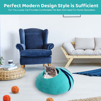 HKM-6892093 Cozy Blue Wool Pet Nest with Cat Hole - Soft and Warm Shelter for Small Pets