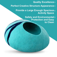 HKM-6892093 Cozy Blue Wool Pet Nest with Cat Hole - Soft and Warm Shelter for Small Pets