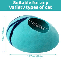 HKM-6892093 Cozy Blue Wool Pet Nest with Cat Hole - Soft and Warm Shelter for Small Pets