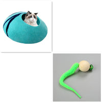 HKM-6892093 Cozy Blue Wool Pet Nest with Cat Hole - Soft and Warm Shelter for Small Pets