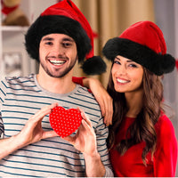 HKM-689363 Red and Black Plush Christmas Hat for Festive Dress-Up (32 x 45CM)