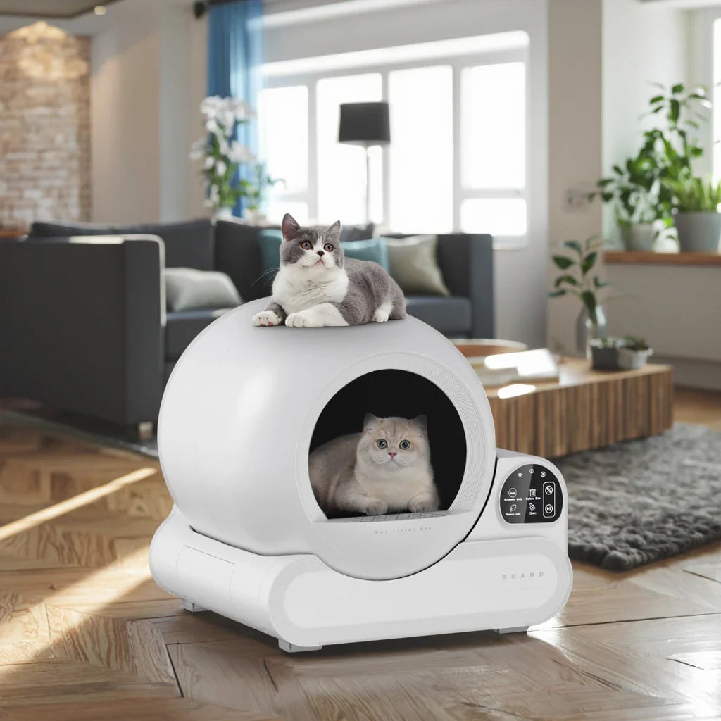 HKM-689363 Smart Semi-Automatic Cat Litter Box with 70L Capacity, Odor Control, and Easy Clean Design for Cats Up to 10kg