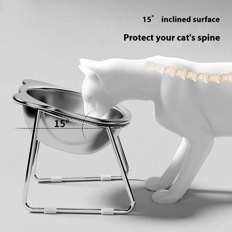 HKM-6894013 Elevated Stainless Steel Cat Water Bowl with Neck Protector Rack