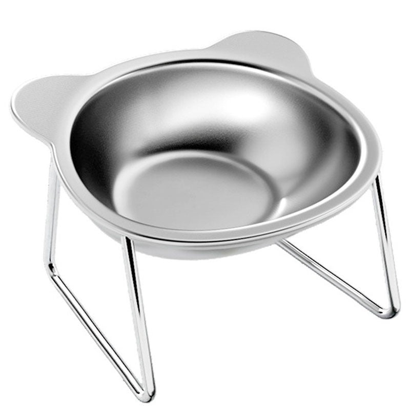 HKM-6894013 Elevated Stainless Steel Cat Water Bowl with Neck Protector Rack