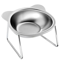 HKM-6894013 Elevated Stainless Steel Cat Water Bowl with Neck Protector Rack