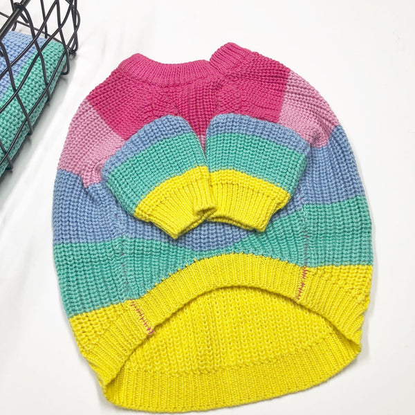 HKM-6895805 Cozy Wool Sweater for Corgis and Shiba Inus in Rainbow Colors