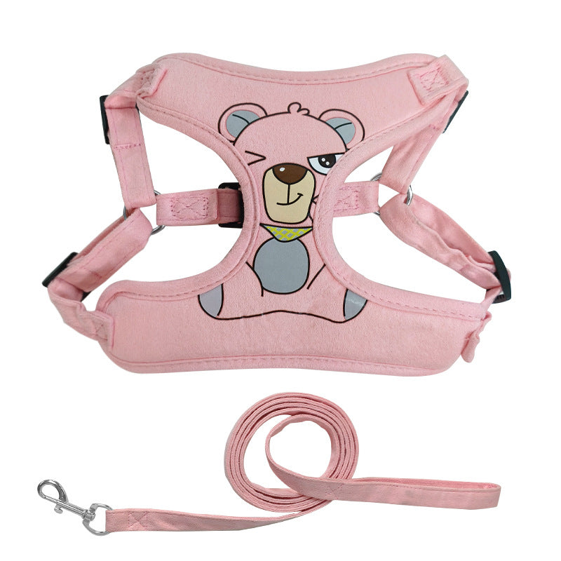 HKM-6897085 Lavender, Mint Green, and Peach Powder Dog Traction Rope with Chest Strap and Lead Rope