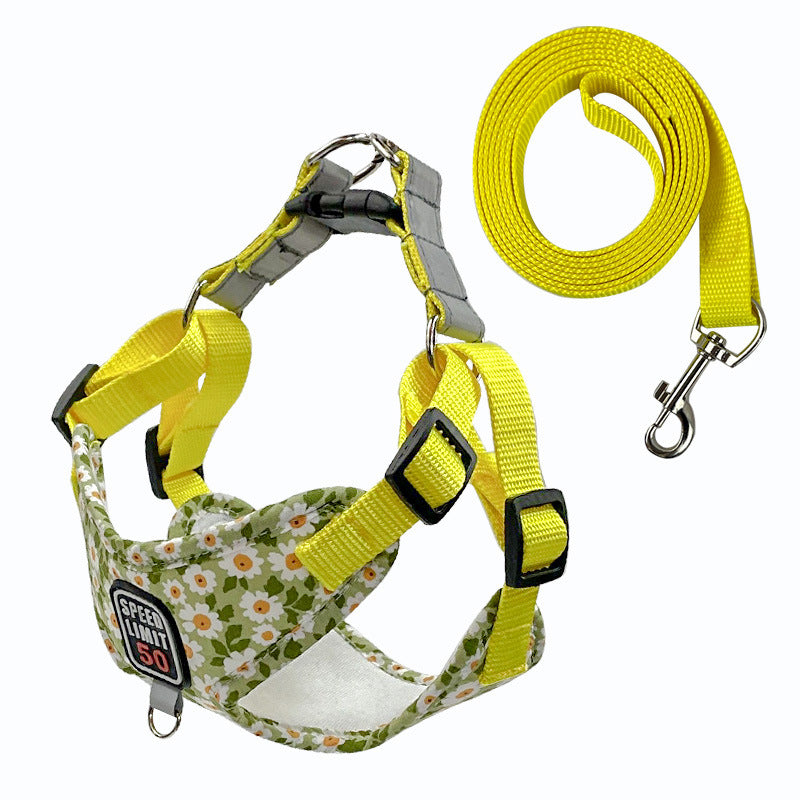 HKM-6897085 Lavender, Mint Green, and Peach Powder Dog Traction Rope with Chest Strap and Lead Rope