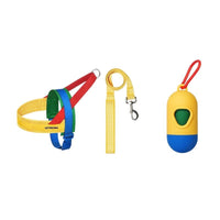 HKM-6897597 Adjustable Dog Chest Strap and Traction Rope Set in Red and Yellow