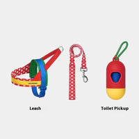 HKM-6897597 Adjustable Dog Chest Strap and Traction Rope Set in Red and Yellow