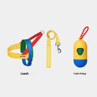 HKM-6897597 Adjustable Dog Chest Strap and Traction Rope Set in Red and Yellow