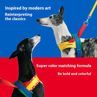HKM-6897597 Adjustable Dog Chest Strap and Traction Rope Set in Red and Yellow
