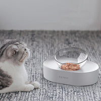 HKM-6897981 Adjustable Oblique Mouth Double Bowl Cat Feeding Station with Plastic and Stainless Steel Materials