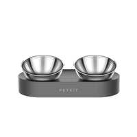 HKM-6897981 Adjustable Oblique Mouth Double Bowl Cat Feeding Station with Plastic and Stainless Steel Materials