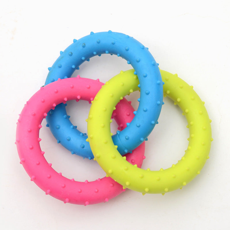 HKM-6898621 Three-Color TPR Rubber Ring Toy for Dogs - Durable Chew and Molar Stimulating Toy