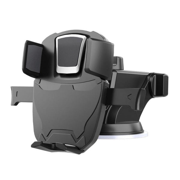 HKM-689939 Suction Cup Car Phone Holder for Dashboard and Air Vent, Adjustable Width 60MM-90MM, Silver ABS and Silicone Design