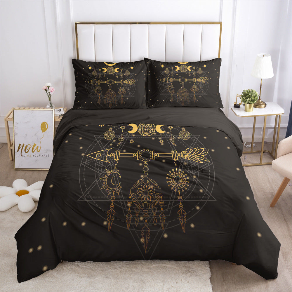 HKM-690003 3D Geometric Pattern Duvet Cover Bedding Set in Polyester Fiber for Twin to King Size Beds