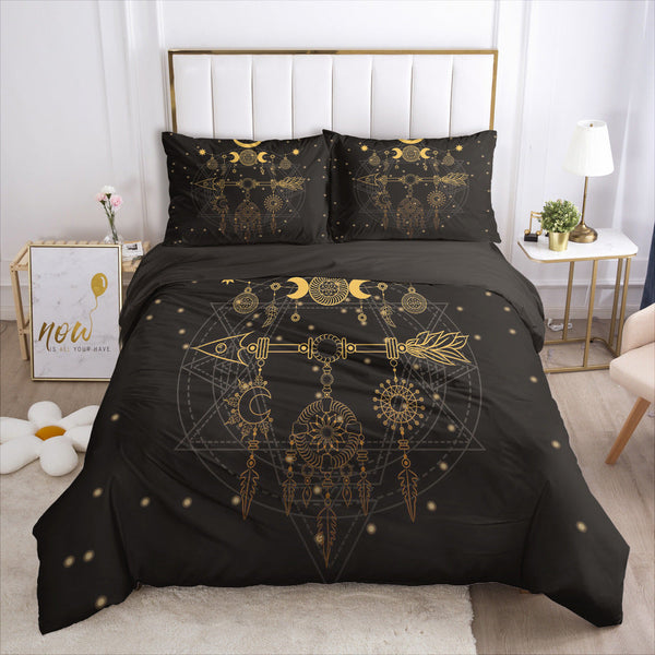 HKM-690003 3D Geometric Pattern Duvet Cover Bedding Set in Polyester Fiber for Twin to King Size Beds