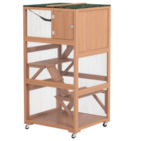 HKM-6901821 Outdoor Cat Enclosure with Wheels, Hammock and Sleeping Box, Orange and Green