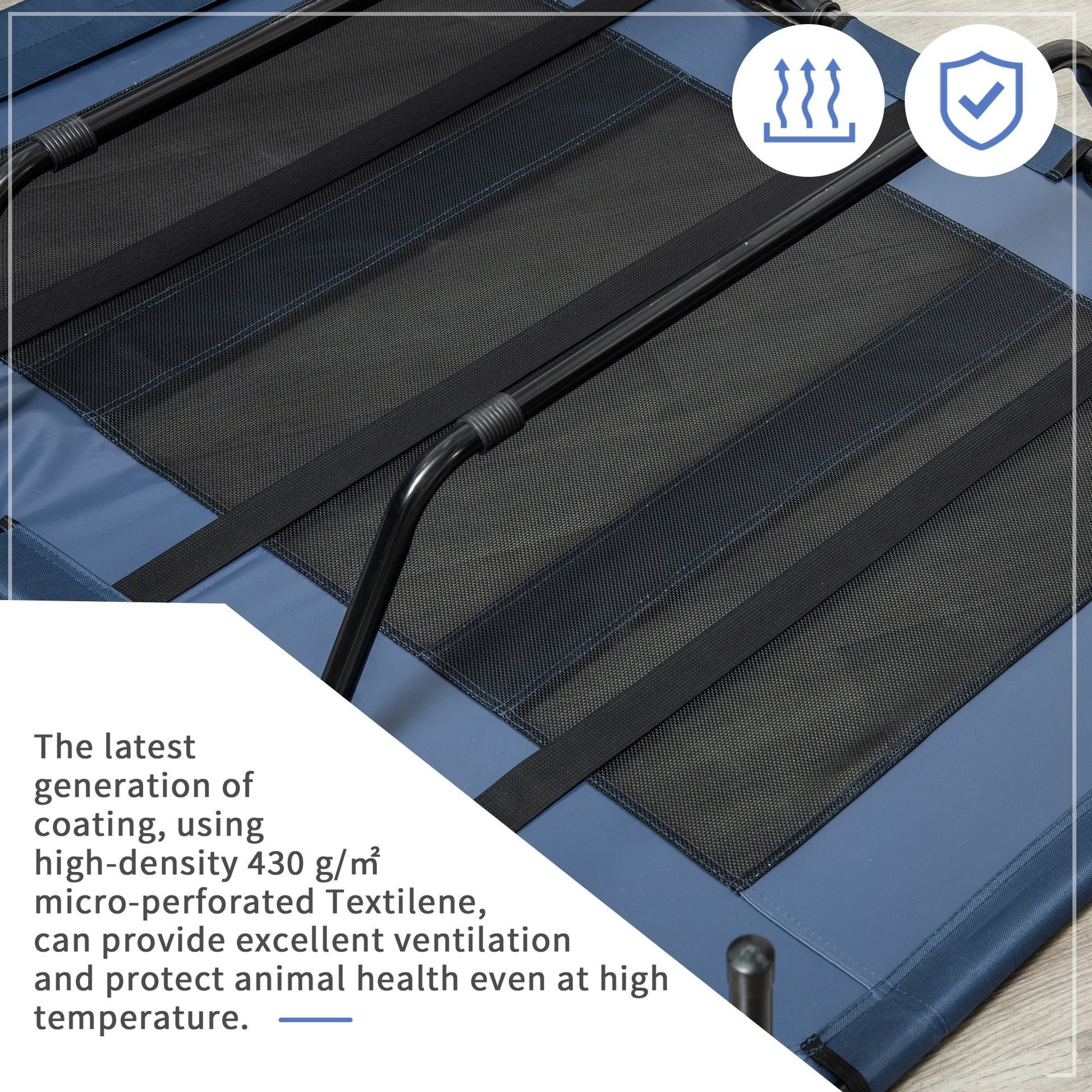 HKM-6902205 Elevated Dark Blue Dog Bed with Carry Bag for Indoor and Outdoor Use, Fits XXL Dogs Up to 110 lbs