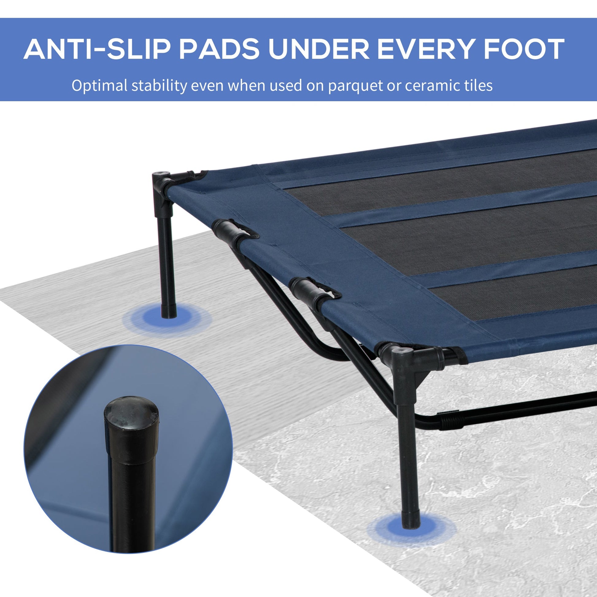 HKM-6902205 Elevated Dark Blue Dog Bed with Carry Bag for Indoor and Outdoor Use, Fits XXL Dogs Up to 110 lbs