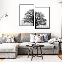 HKM-690323 Modern Black and White Winter Trees Decorative Canvas Art for Bedroom Wall Décor