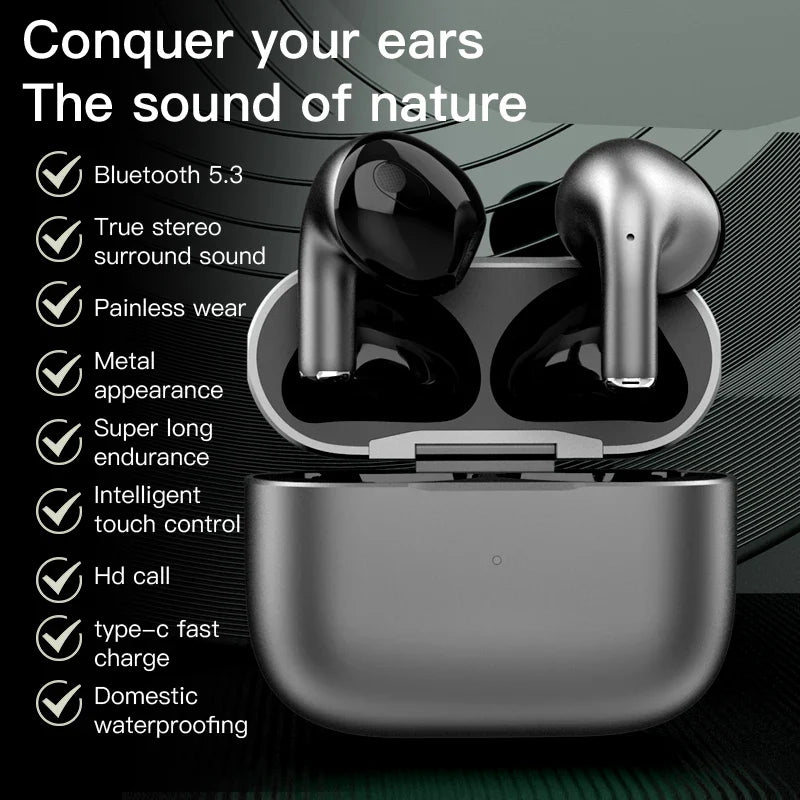 HKM-690387 Zinc Alloy Noise Cancelling TWS Earphones with LED Battery Indicator