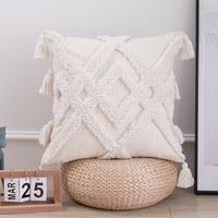 HKM-690451 Tufted Geometric Cotton and Linen Cushion Cover - 45x45 cm