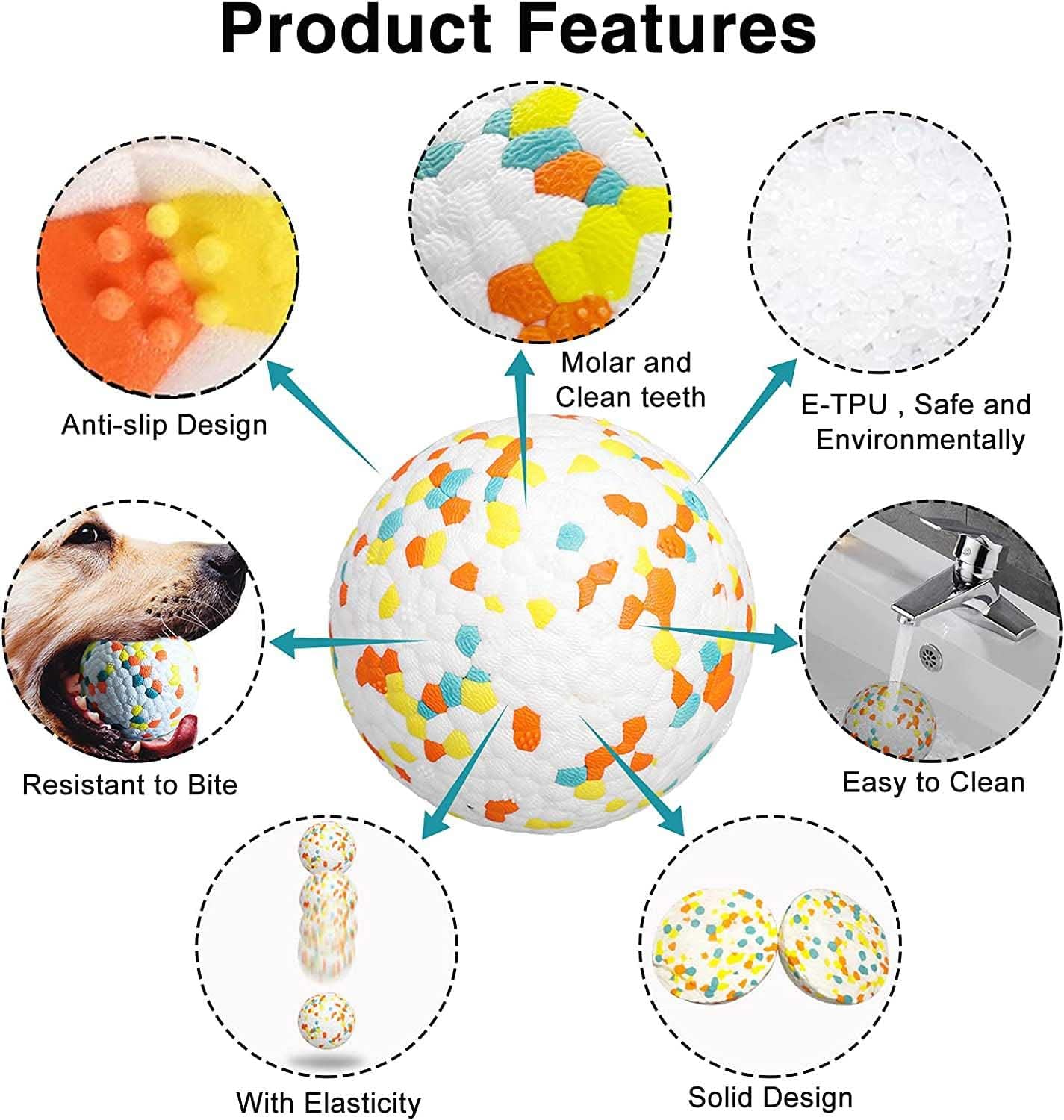 HKM-6905021 Soft Floating Dog Toy Ball and Ring – Interactive Chew Toy for Medium and Large Dogs, Durable and Easy to Clean