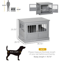 HKM-6907197 Dog Crate Table with French Doors and Magnetic Closure for Small Pets - Dark Gray