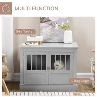 HKM-6907197 Dog Crate Table with French Doors and Magnetic Closure for Small Pets - Dark Gray