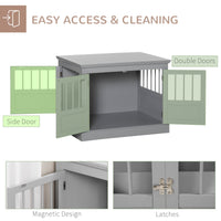 HKM-6907197 Dog Crate Table with French Doors and Magnetic Closure for Small Pets - Dark Gray